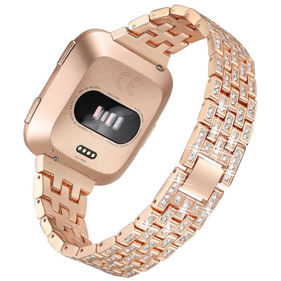 fitbit versa rose gold with silver band